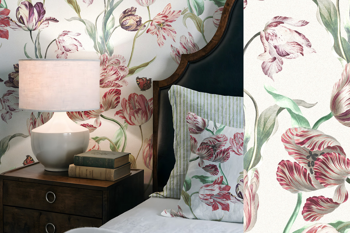 Vintage Tulips Wallpaper, a Wallpaper Graphic by Webvilla Studio (Photo 4 of 4)