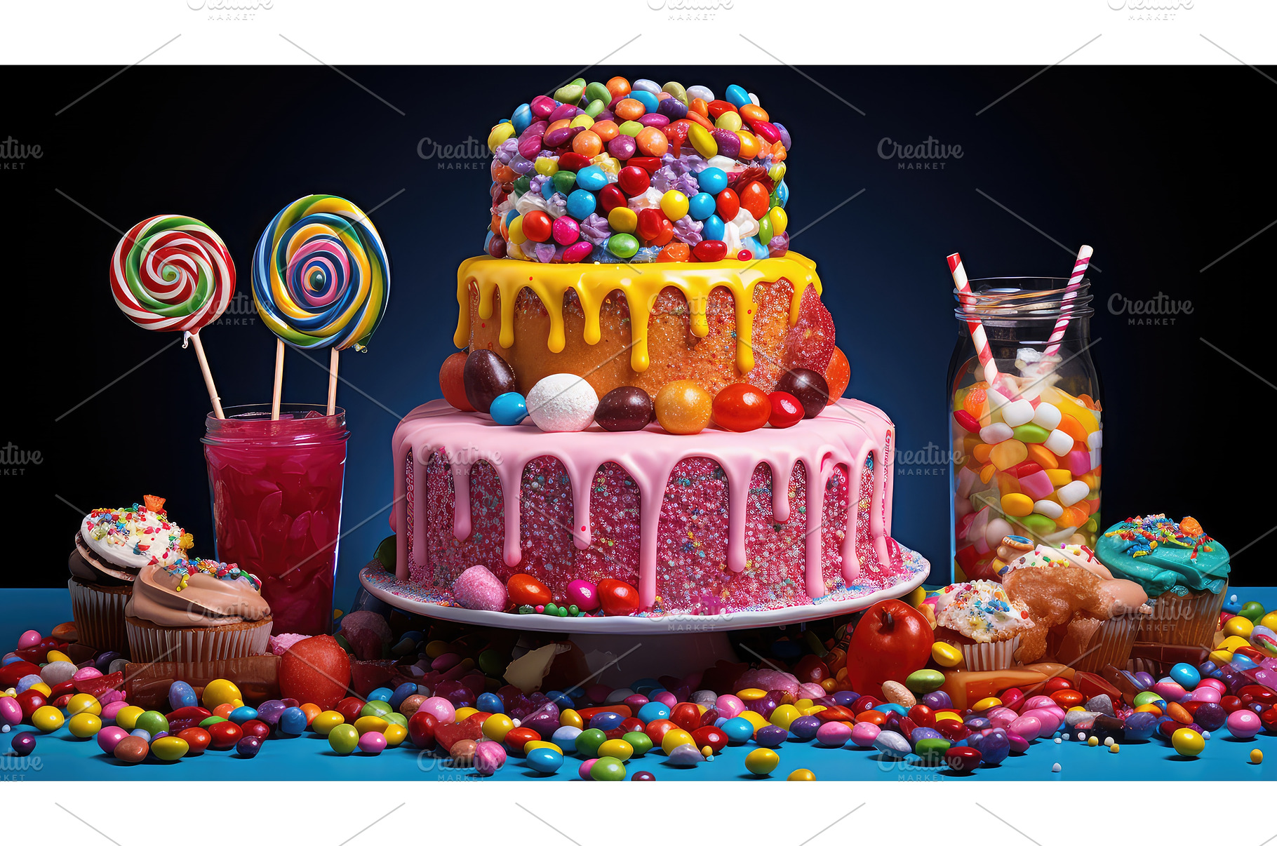 delicious multicolored cake food ai, a Background Photo by pikepicture