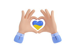 3d Hands Gesture With Heart With