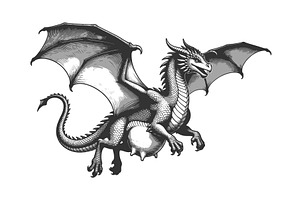 Flying Dragon with Wings and Fantasy, an Animal Illustration by AlexArt