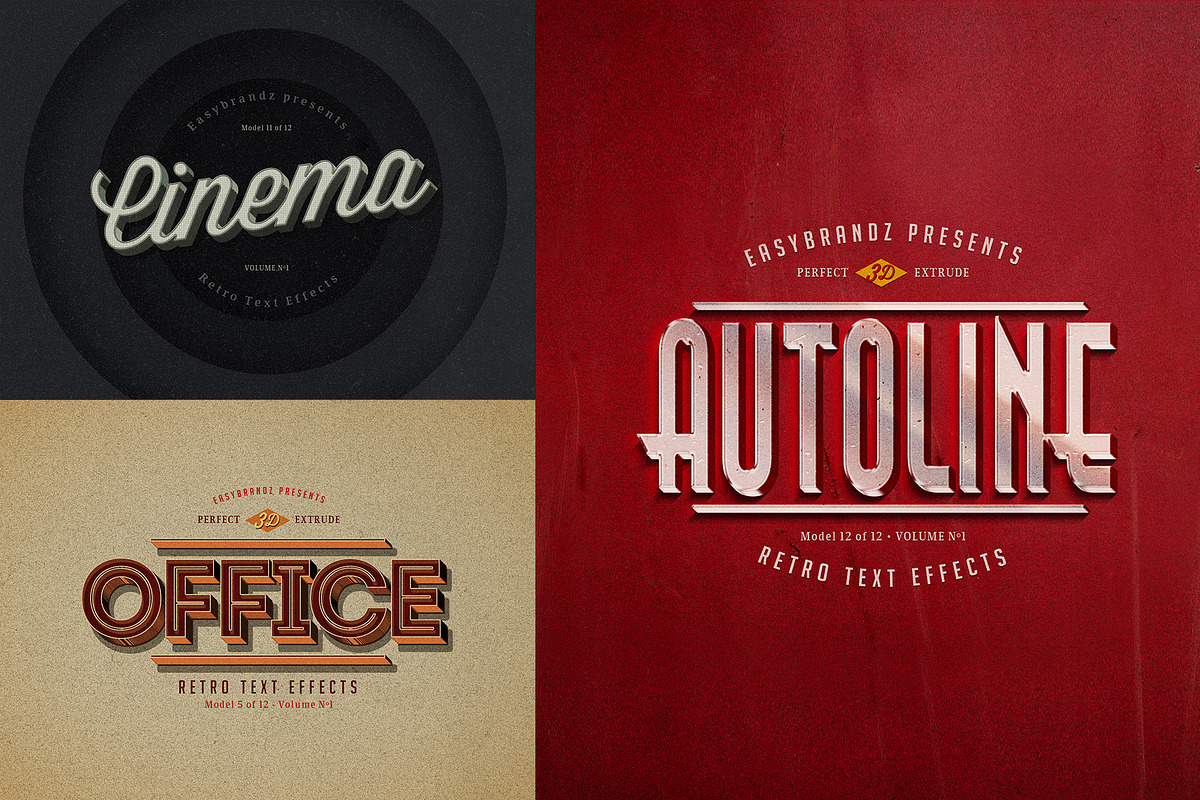 Retro Text Effects V.01, a Brushes & More by Easybrandz (Photo 2 of 5)