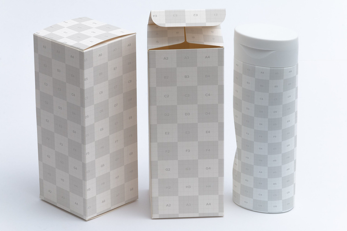 Tall Gift Box Mockup 01, a Packaging Mockup by Ktyellow (Photo 2 of 3)