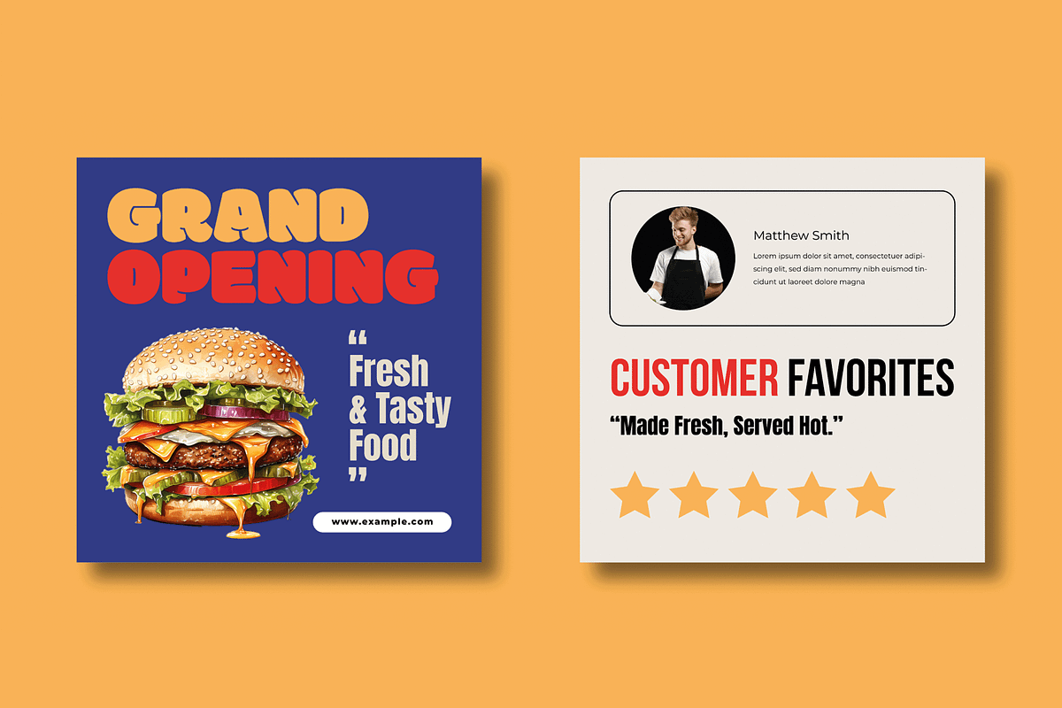 Fast Food Grand Opening Offers Post, a Social Media Template by MightyDesign (Photo 3 of 8)