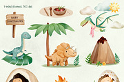 Baby Dinosaurs. Watercolor clipart, an Illustration by Hanna's ArtLab (Thumbnail 4 of 5)
