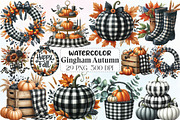Black Gingham Autumn Clipart, an Illustration by CraftArtStudio (Thumbnail 1 of 6)