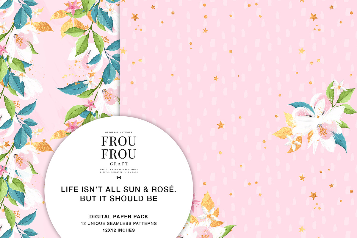 Summer Rose Gold Floral Paper Pack, a Pattern Graphic by Frou Fou Craft (Photo 3 of 7)