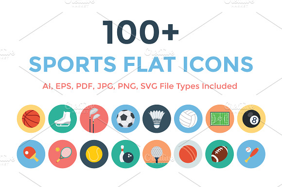 100 Sports Flat Icons