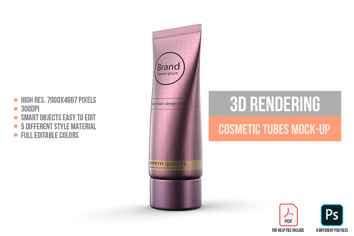 3D Rendering Cosmetic Tubes Mock-up, a Packaging Mockup by graystudio (Photo 35 of 50)
