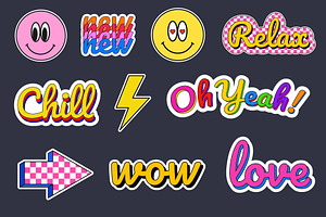 Cool Trendy Stickers Vector Set