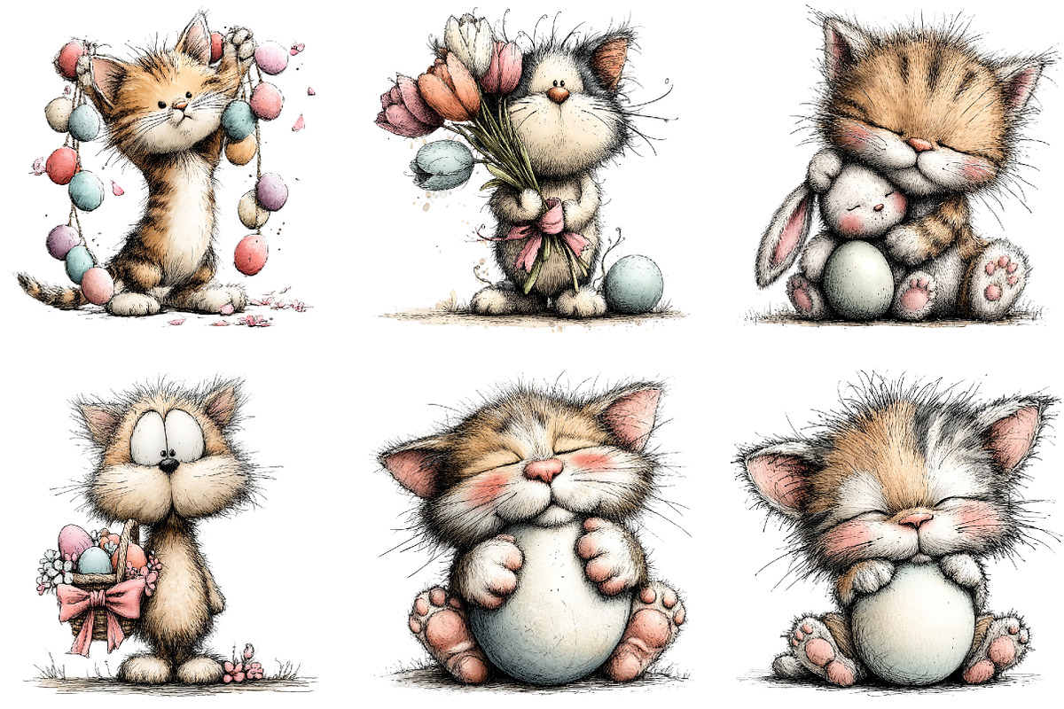 Whimsical Easter Cat Clipart, an Illustration by Sublimation Artist (Photo 5 of 7)