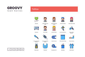 80 Tattoo Icons Groovy Series