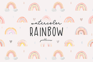 Watercolor Rainbow. Cute Patterns