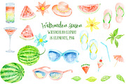 Watercolor Clipart Watermelon Season, a Decorative Illustration by Corner Croft (Thumbnail 2 of 3)