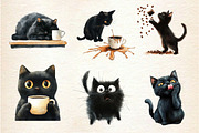 Cat Silhouette Love Coffee Clipart, an Illustration by Dream Creation (Thumbnail 4 of 6)
