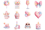 Watercolor Cute New Year Clipart, an Illustration by Designking (Thumbnail 2 of 5)