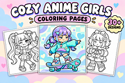 Cozy Anime Girls Coloring Pages #1, a Person Illustration by Inkivelle Studio (Thumbnail 1 of 3)