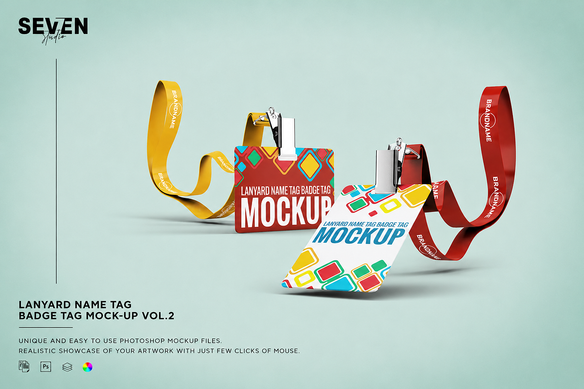 Lanyard Name Badge Tag Mock-up, an Advertising Mockup by Se٧enStudio (Photo 1 of 10)