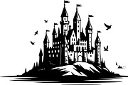 Medieval Castle Silhouette Bundle, an Illustration by Designs_River (Thumbnail 7 of 9)