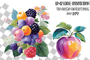 Fruit watercolor clipart set, an Object Illustration by DreamCafeArt (Thumbnail 2 of 6)