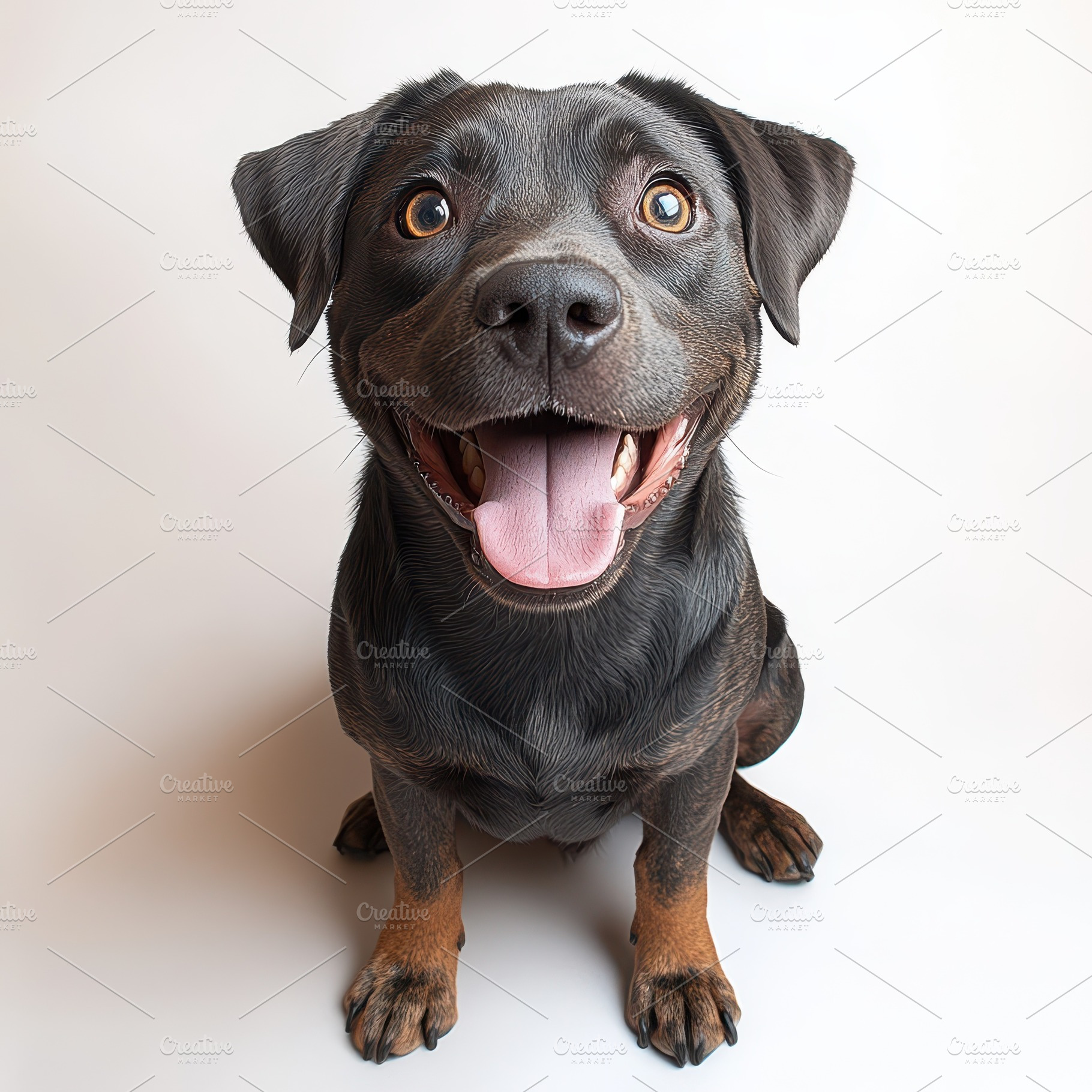 Happy Black Dog Sitting Smiling Tong, an Animal Photo by Pixeness Studio