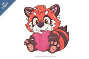 Cartoon Red Panda with Heart., an Animal Illustration by KENO Mascots (Thumbnail 2 of 3)