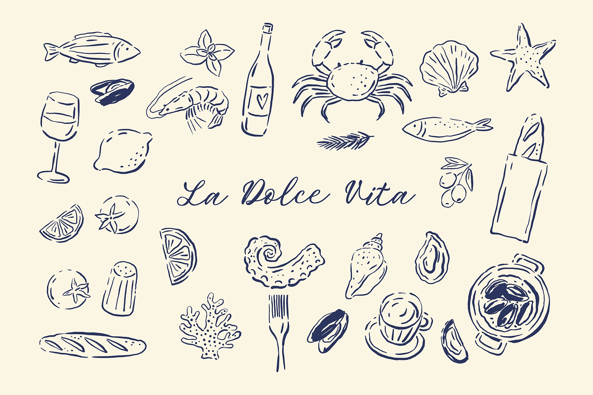 La Dolce Vita - Hand Drawn Food, a Decorative Illustration by Barkova Nadya (Photo 2 of 9)