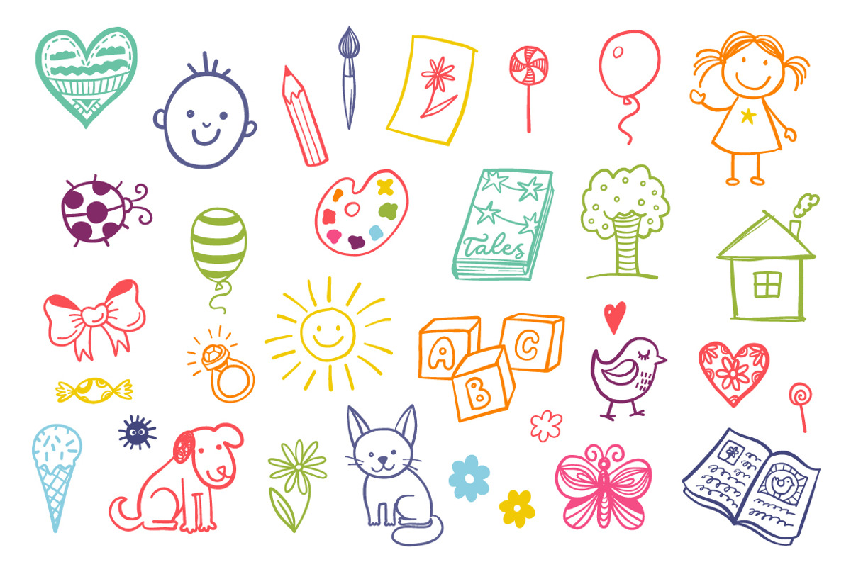 Children's drawing vector set, an Education Illustration by Hala (Photo 2 of 5)