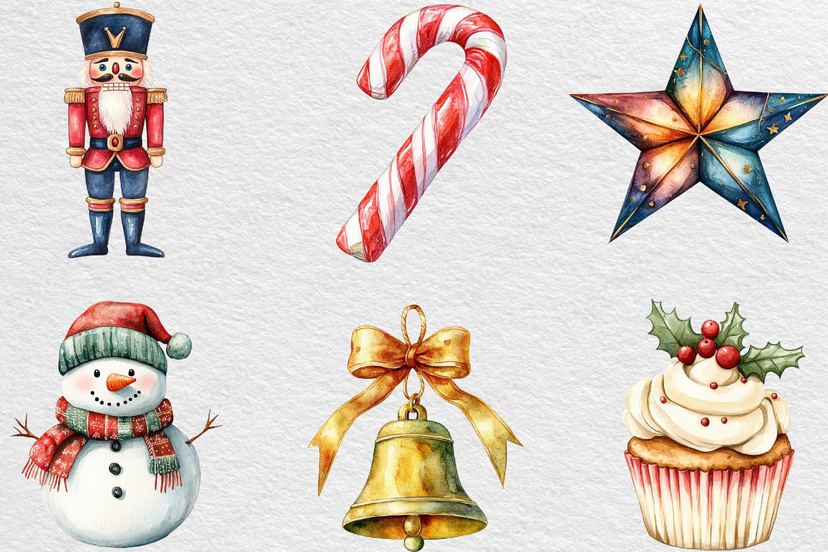 Cute Cartoon Christmas Clipart, an Illustration by Black Bird Studio (Photo 3 of 6)