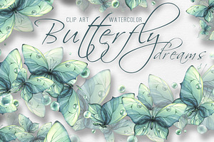 Butterflies Turquoise Watercolor