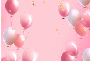 Pink balloon frame on pastel, an Object Illustration by art PVP - market