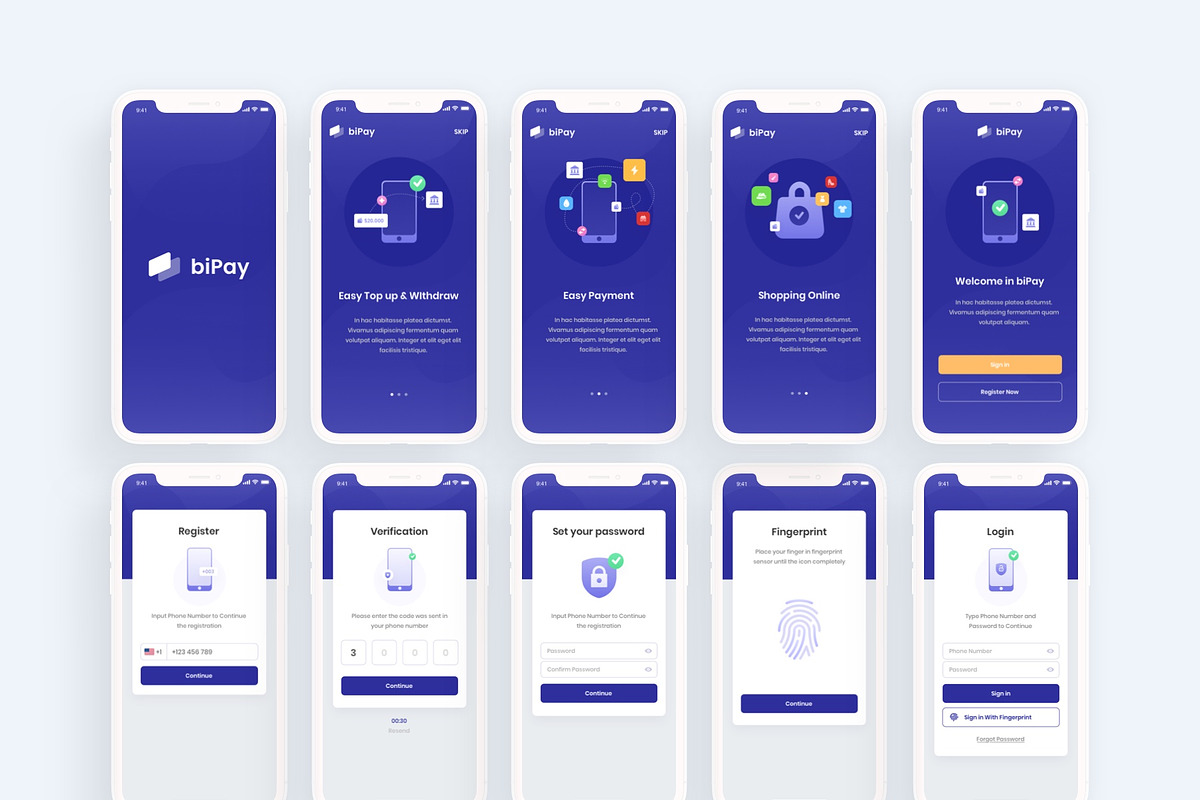 biPay - eWallet Mobile App UI Kit, an UI Kit Template by Masdika Studio (Photo 4 of 6)