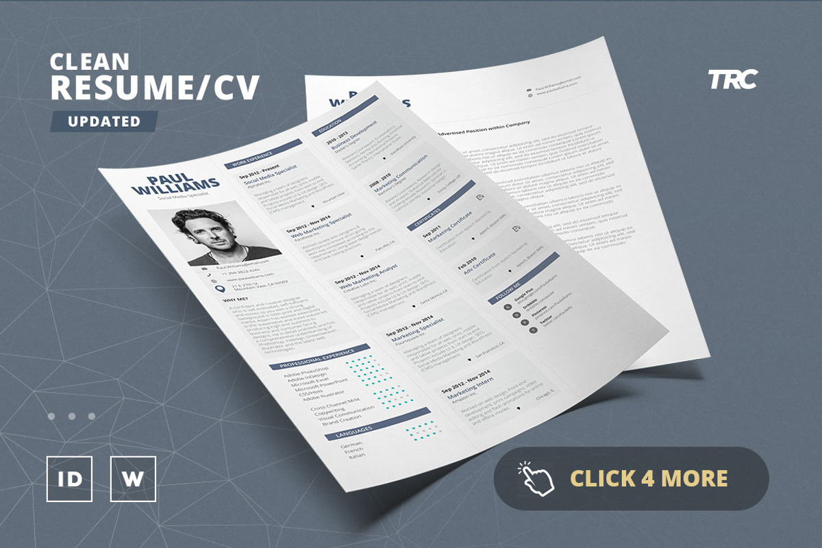 Clean Resume/Cv Template Volume 3, a Resume Template by TheResumeCreator (Photo 2 of 6)