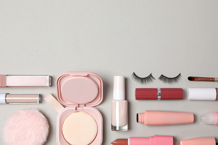 Concept of female accessories, different cosmetics, space for te, a Beauty & Fashion Photo by AtlasStudio PRO