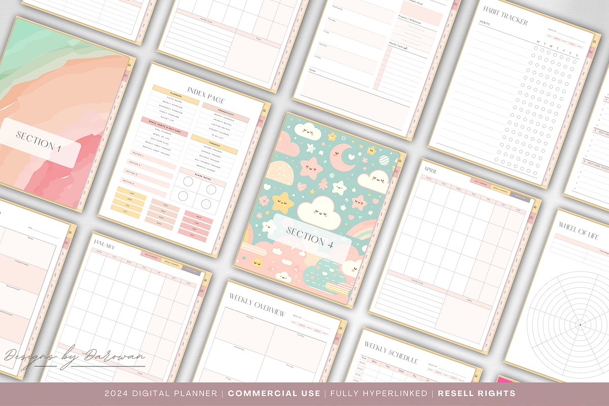 Undated Digital Planner PLR, a Marketing Template by Designs by Darowan (Photo 2 of 10)