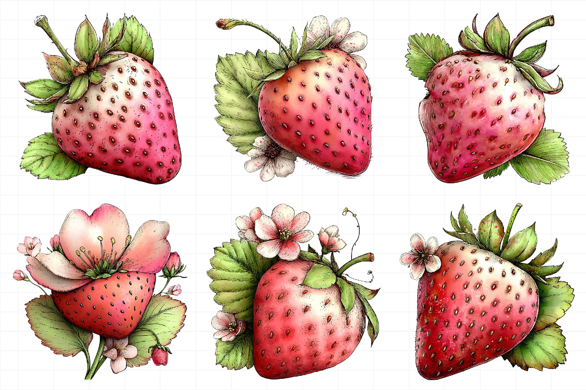 Whimsical Spring Strawberry Clipart, an Illustration by Daily.Designs (Photo 6 of 7)