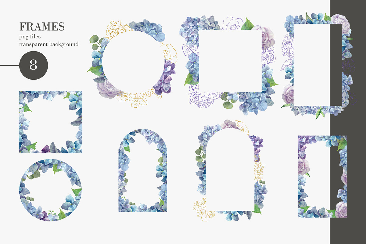 Hydrangea clipart with Gold elements, a Decorative Illustration by Nebbia (Photo 5 of 6)