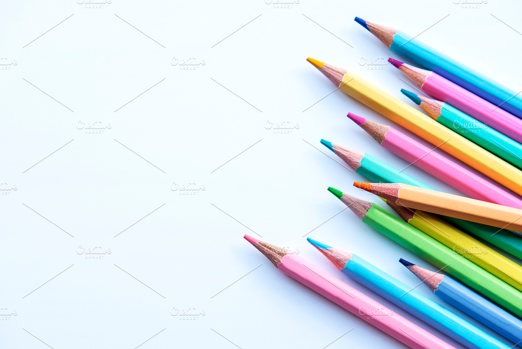 Color pencils on white background., a School & Education Photo by Olena Rudo