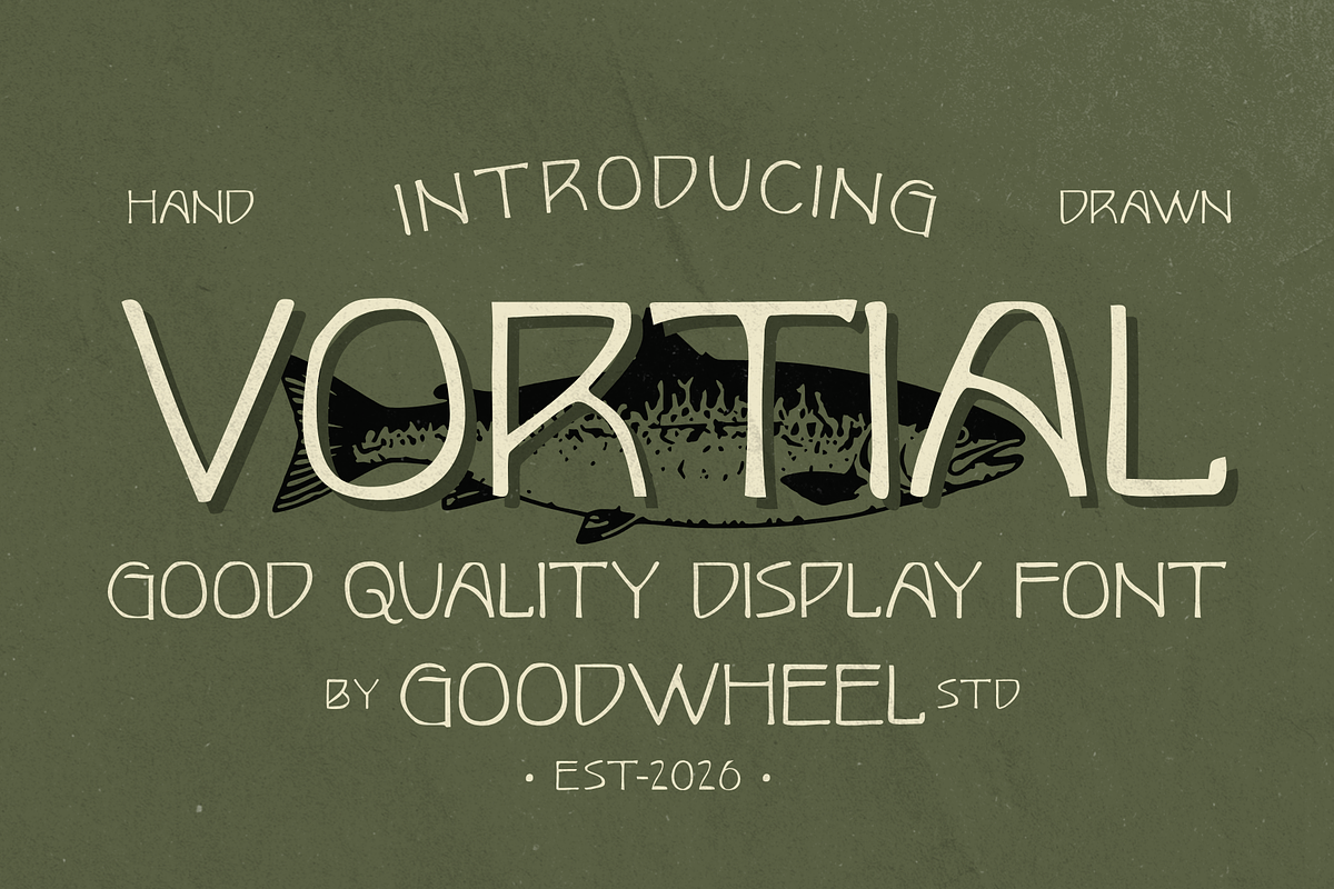 Vortial | Handdrawn Typeface, a Handwritten Font by Goodwheel Studio (Photo 1 of 9)