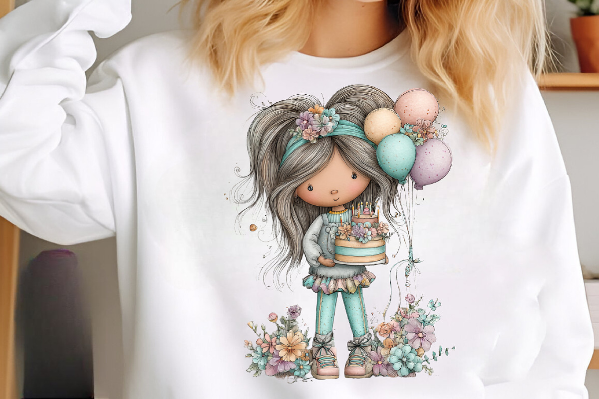 Whimsical birthday girl clipart, an Illustration by SinaCreation (Photo 4 of 11)