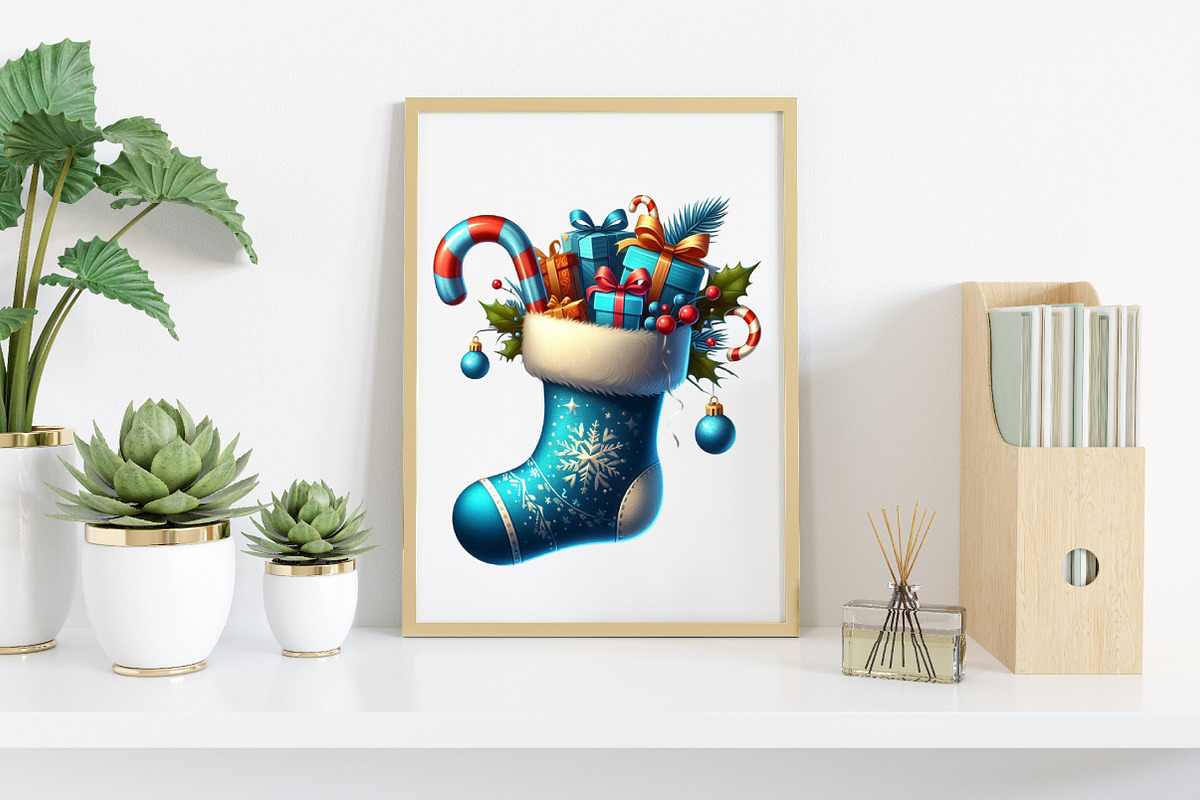 Watercolor Blue Christmas Clipart, an Illustration by Canvas Craft (Photo 6 of 7)