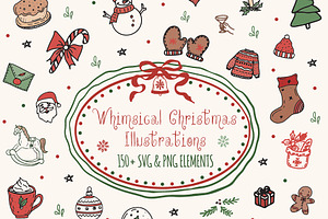 Whimsical Christmas Doodle Clipart