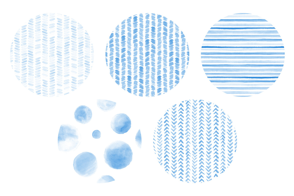 20 Watercolor Patterns Blue, a Pattern Graphic by DESIGN BY nube (Photo 5 of 5)