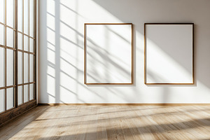 Three large empty frames on a sunlit, a Photo by Iftikhar Alam