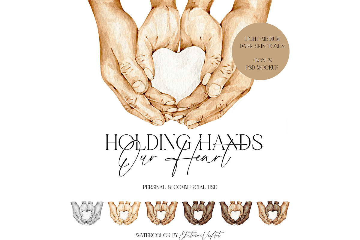 Holding Hands Heart Lovers Couple, a Person Illustration by EkaterinaViArt (Photo 1 of 5)
