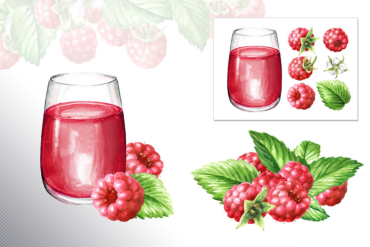 Summer Raspberries. Watercolor set, a Food Illustration by Daria Ustiugova (Photo 18 of 26)