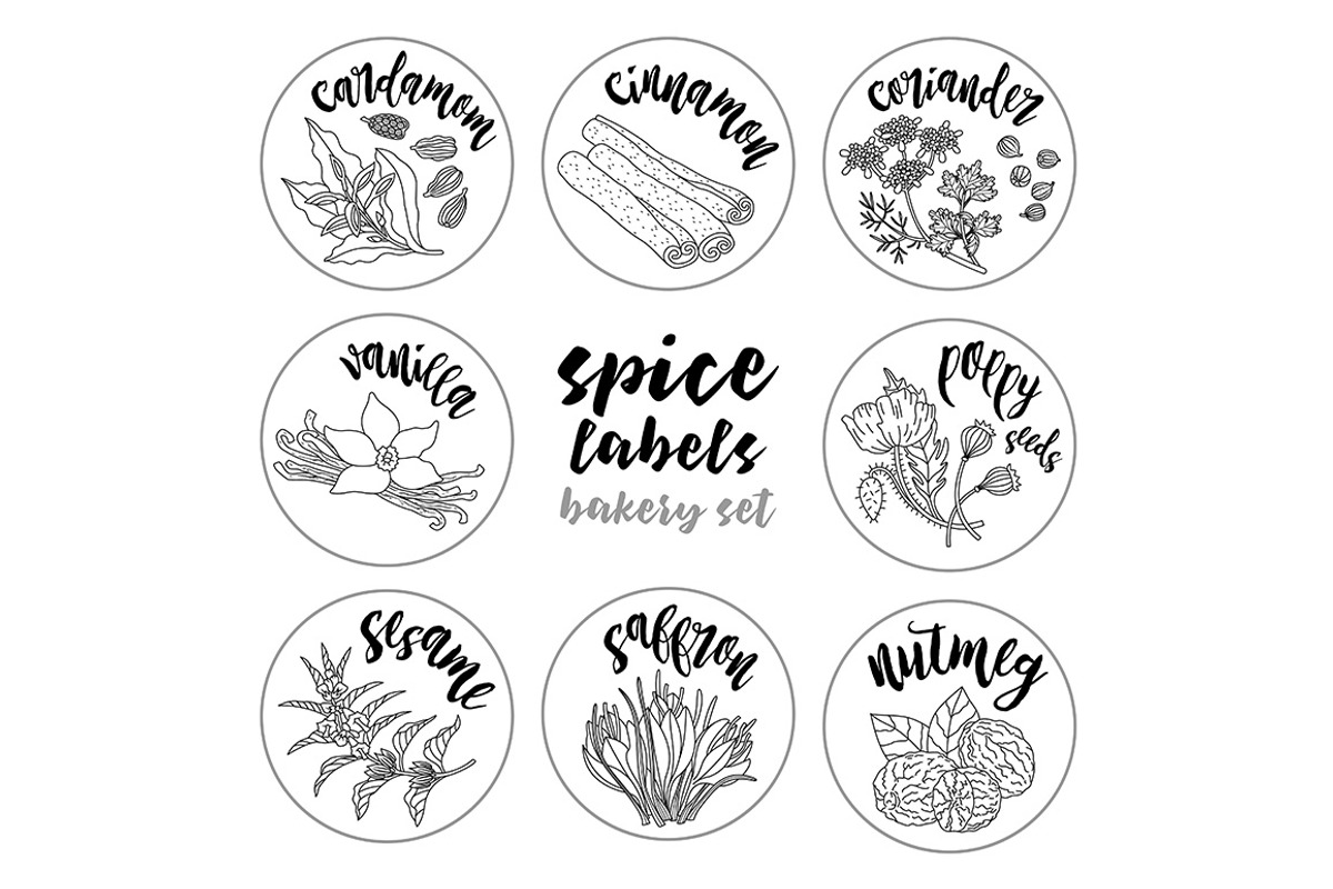 Spices and herbs labels set, a Decorative Illustration by Primula`s shop (Photo 11 of 12)