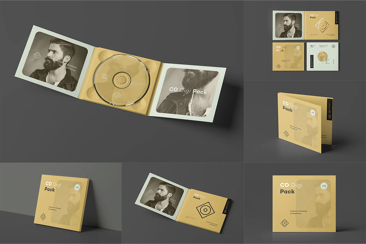 CD Digi Pack Mock-up, a Product Mockup by zippypixelstudio (Photo 1 of 15)