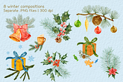 Winter Spirit Watercolor Set, a Seasonal Illustration by Aurella Art (Thumbnail 4 of 14)