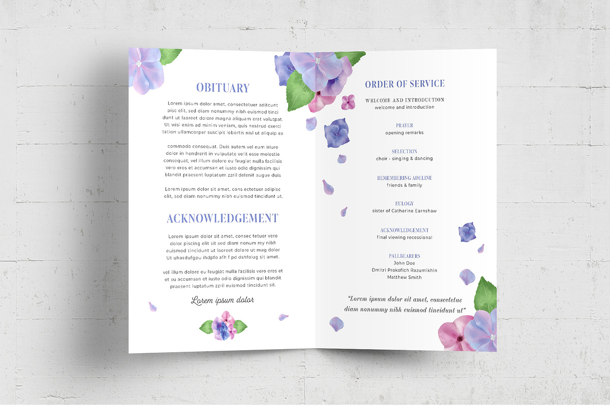 Purple Floral Funeral Program Flyer, a Flyer Template by BrandPacks (Photo 5 of 8)