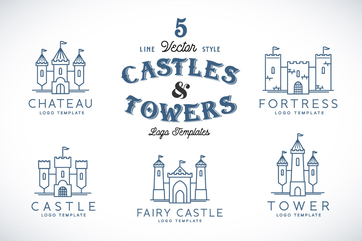 Line Style Vector Castle Logos, a Branding & Logo Template by Createvil (Photo 1 of 6)